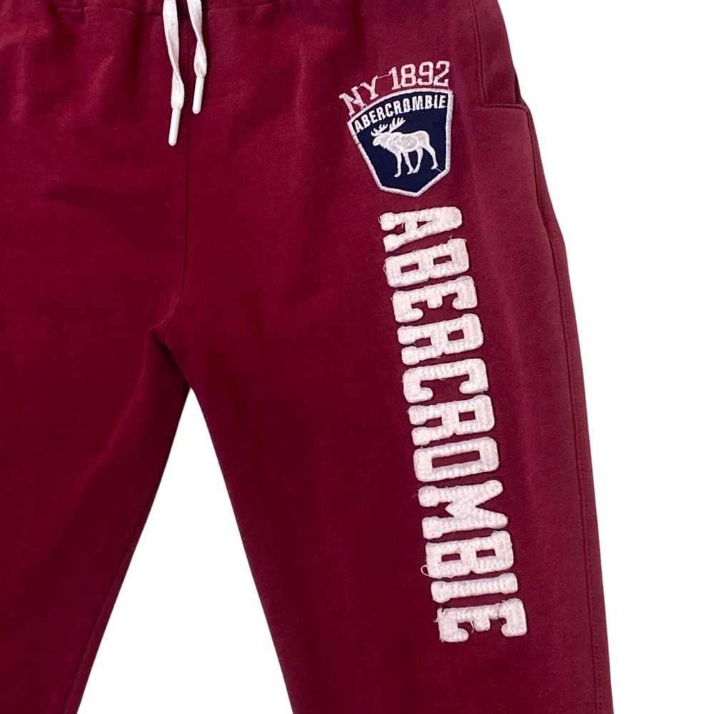 Vintage Abercrombie & Fitch Jogger Sweatpants Womens S Burgundy Sporty Comfy Gym - Picture 3 of 10
